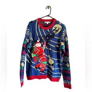 Celebrate Together Moonwalking Astronaut Santa Ugly Sweater Christmas Holiday L